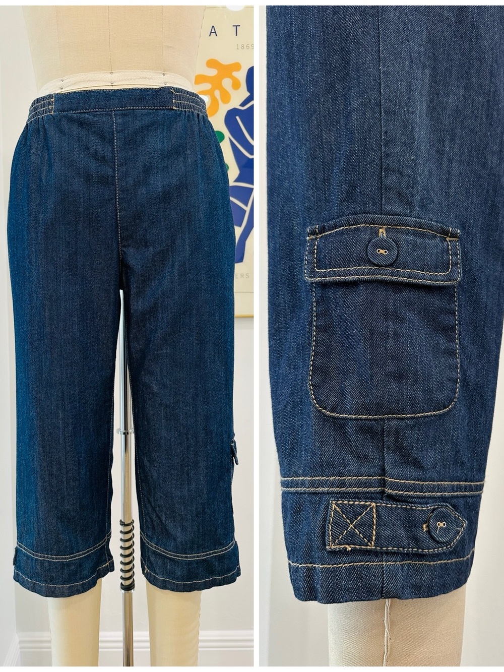 Vintage High Waist Pull on Peddle Pusher/Clam Digger Jeans